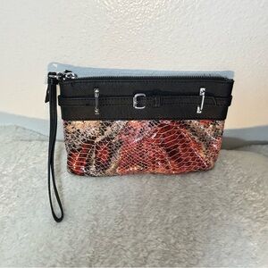 SIMPLY VERA| Stylish Black and Red Snake Print Clutch or Wristlet